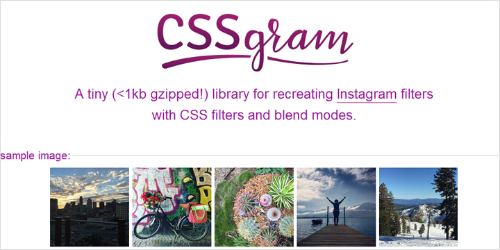 インスタ風の画像加工ができるCSSライブラリ「CSSGram」