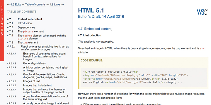 HTML5.1の仕様書