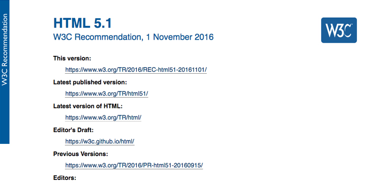 HTML5.1、いよいよW3C勧告として公開