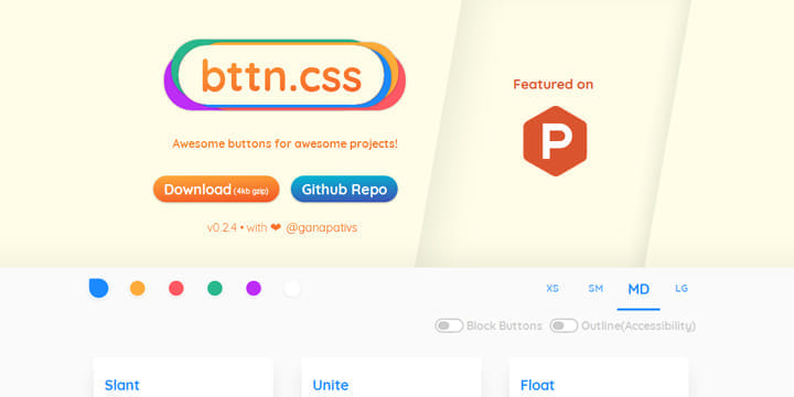 簡単かつ軽い！アニメーション付きCSSボタンが作れる「Bttn.css」