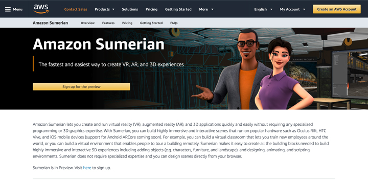 アマゾン Vr Arを簡単に作れる Amazon Sumerian を発表 Webデザイン Webデザイナースクール