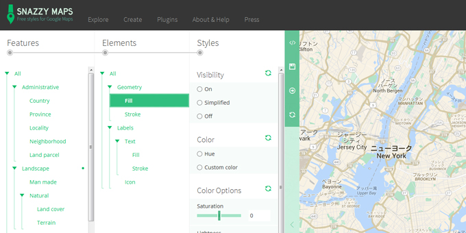 Google Mapsのオシャレなデザインテンプレート集の Snazzy Maps Webデザイン Webデザイナースクール