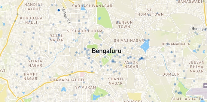 インド・バンガロール(ベンガルール)　無料Wi-Fiマップ