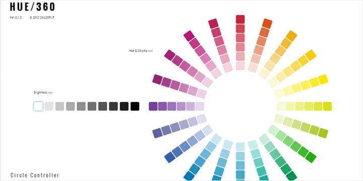 クリックだけでバランスの良い配色が選べる[ HUE / 360 ]